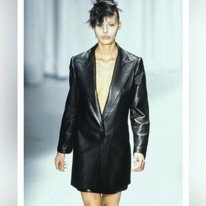 Vintage Gianni Versace black lambskin leather blazer jacket, fw 1997 - RARE!